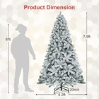 7 5ft Premium Snow Flocked Hinged Artificial Christmas Tree Unlit W  Metal Stand
