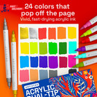 24 Acrylic Paint Markers - Paint Pens For Drawing  Brush   Fine Tips - For Fabri