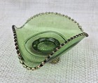 Antique Emerald Green Glass Low Compote Bowl Gold Trim Us Glass Colorado Eapg
