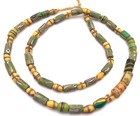 Antique Venetian Green French Cross Mixed Wound Glass African Trade Beads- 10725