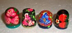 Beautiful Russian Set Of Four Thimbles   Wooden Hand Painted   New