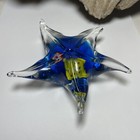 Starfish Paperweight Clear Blue Yellow Red Hand Blown Art Glass 5 25   