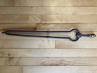 Antique Wrought Iron Brass Finial Ember   Log Tongs Early Fireplace Tool