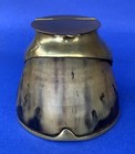 Antique-english-horse Hoof-with Horse Shoe-brass-inkwell-uranium Glass Insert