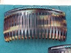 Sterling Turquoise Pair Vintage Curved Hair Combs - Made In France  3 75  X 2 1 