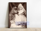 Antique Victorian Era Young Girl Posing With Doll Studio Photo Photo Print