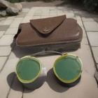 Vintage 1940s Amber Bakelite Frame Clip On Glass Sunglasses With Case