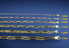 14k Yellow Gold 2mm-7mm Oval Paperclip Necklace Bracelet Chain Link Real 7 -30 