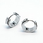 2pcs Stainless Steel Punk Biker Hoop Huggie Stud Earrings Men Women Piercing