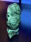 Natural Malachite Owl Carving - Rare Bullseye Eyes