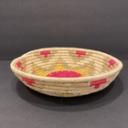 Vintage Woven Seagrass Ethnic Native Boho Star Wall Art Pink Plaque Coil Basket 