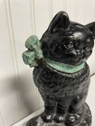 Antique Cast Iron Cat With Bow Metal Art Statue Sculpture Door Doorstop