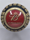 Budweiser Bottle Cap Tin Metal Sign Red Gold Breweriana Collectible Bar Decor