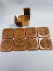 Vintage Mcm Dolphin Square Brown Teakwood Coaster Rack Set W 6 Coasters Vg Label