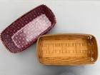 Longaberger Rectangle Basket With Burgundy Liner And Protector  Fair Condition