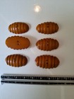 Original Vintage Bakelite Buttons Orange Ribbed Barrel  6  Excellent Condition