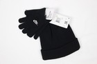 Nike Girls 2pc Set Hat And Gloves Size 4-6x Black Shimmer Logo 3a2960 023