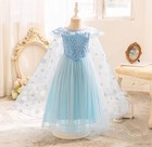 Elsa From Frozen  Girls Costume  Dress  Ponytail  Crown  Wand  Gloves Sz 6 - 7