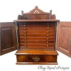 Antique Victorian Burl Walnut Collectors Cabinet Jewelry Coin Safe Combination
