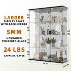 Glass Display Cabinet 4-shelf 3 Doors W mirror Lock Curio Bookshelf Trophy Case