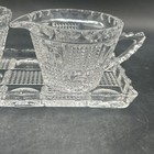 Vintage 1980s European Pressed Crystal Gift Wear Sugar Creamer - Art Deco Style