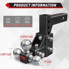 Tyt Adjustable Tri-ball Trailer Hitch For 2 Inch Receiver 5  Drop rise Triple   