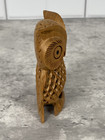 Vintage Hand Carved Wooden Owl Figurine With Baby Owl Inside 3  X 2  Folk Art