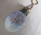 Antique Blue Opaline With Stippled Flowers Chatelaine Perfume Bottle