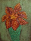 Vintage Expressionist Still Life With Flower Oil Painting