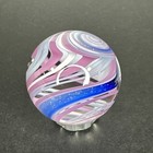 Contemporary Handmade Art Glass Marble 1 14  Pink White Sparkly Blue Clear Core