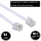 25feet Long Telephone Extension Cord Phone Cable Line Wire  With Standard Rj11 P