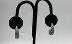 Sterling Silver 925 Turquoise Inlay Hoop Earrings Teardrop Necklace Set 16 5 