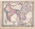 1867 Hindoostan Map Farther India - Tibet - India - China - Punjab