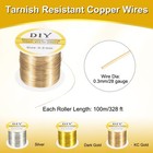 28 Gauge Copper Wire 1 Roll Craft Tarnish Resistant Beading Bright Gold 328 Ft