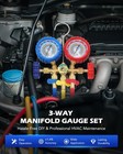 Ac Manifold Gauge Set 3 Way Hvac Refrigerant R12 R22 R134a R502 Recharge Kit