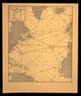 Vintage Atlantic Ocean Map Naval Bases Routes Flight Distances World War Ii Era