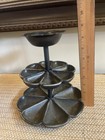 Antique Cast Iron Cobblers Divided 3 Tier Tiered Tray Dish 8 5   