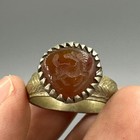Very Old Ancient Roman Agate Stone Unique Intaglio Bronze Ring