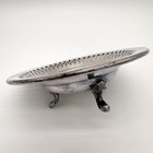 Vintage Pierced Silver Plate Footed Bowl Reticulated Rim Claw Feet Decor Trinket