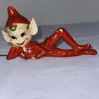 Vintage Kitschy Ceramic Pixie Elf Family Figurines 1950   s Christmas Japan Rare 