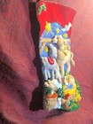 Bucilla Felt Christmas Stocking 18 Inch  Completed Handmade Beaded And Sequined