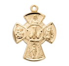 Gold Over Sterling Silver Four-way Maltese Cross Style Medal Pendant Necklace