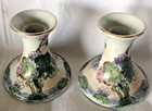 Vtg Toyo Ceramic  Floral Pattern Candle Holders Set Of 2