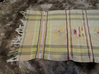 Native American Indian Woven Cloth Table Runner With Figure Vintage Fringe