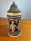 Vtg  German Beer Stein With Pewter Lid