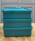 Tupperware Large Square Away Set Of 3-green Or Turquoise-new-shipping Included