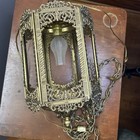Vintage Mcm Ornate Gothic Hanging Swag Lamp Hollywood Regency Pendant Gim 3056