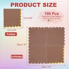 1 Set Scalloped Cocktail Napkins With Gold Foil 100pcs  5 X 5 Inch  Brown 