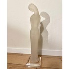 Vintage Crystallus 1980 Frosted Lucite Woman Sculpture On Clear Base 18 