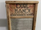 Dubl Handi Washboard Vintage Wooden   Metal Travel Size Columbus Co  18   x8 5   